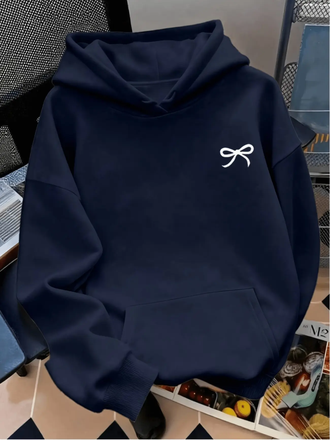 Girls' Fashionable Casual Loose‑Fit Printed Hooded Sweatshirt, Suitable for Daily Wear