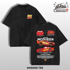 Cars Movie T-Shirt Retro Mcqueen and Mater Vintage Oversized Tee – Y2K Unisex Acid Wash Two Side Graphic TankTop, Top Trendy Streetwear Gym Shirt For Movie Game Fans