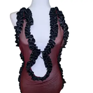 Sheer super long ruffle dress Casual Womenswear Summer Comfort medium stretchy Elegant Feminine Piece Lady sun