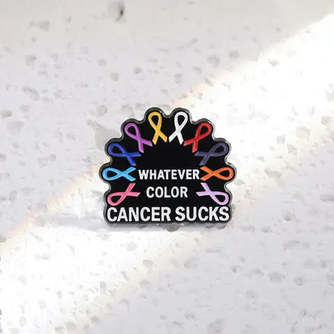 Whatever Color Cancer Sucks Letter Design Brooch, Alloy Brooch Pin, Enamel Pin Suitable for Backpacks, Jeans, Scarves, Hats Decoration, Trendy All-match & Exquisite Brooch for Birthday Gift, Hat Pins, Fashion Accessory
