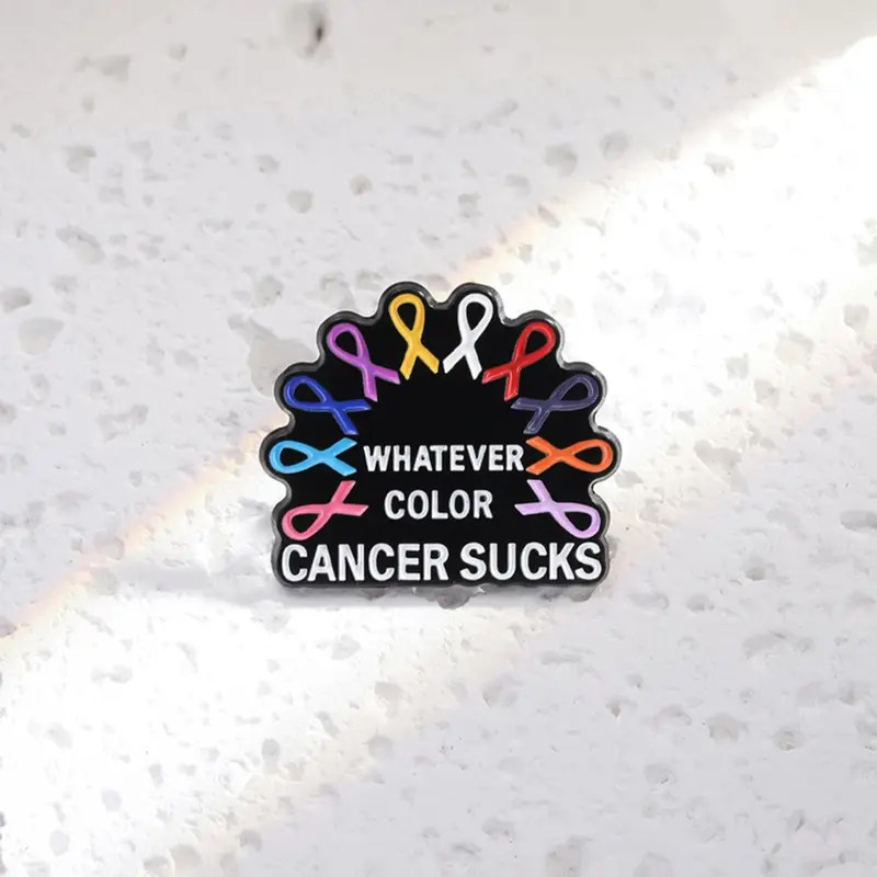 Whatever Color Cancer Sucks Letter Design Brooch, Alloy Brooch Pin, Enamel Pin Suitable for Backpacks, Jeans, Scarves, Hats Decoration, Trendy All-match & Exquisite Brooch for Birthday Gift, Hat Pins, Fashion Accessory