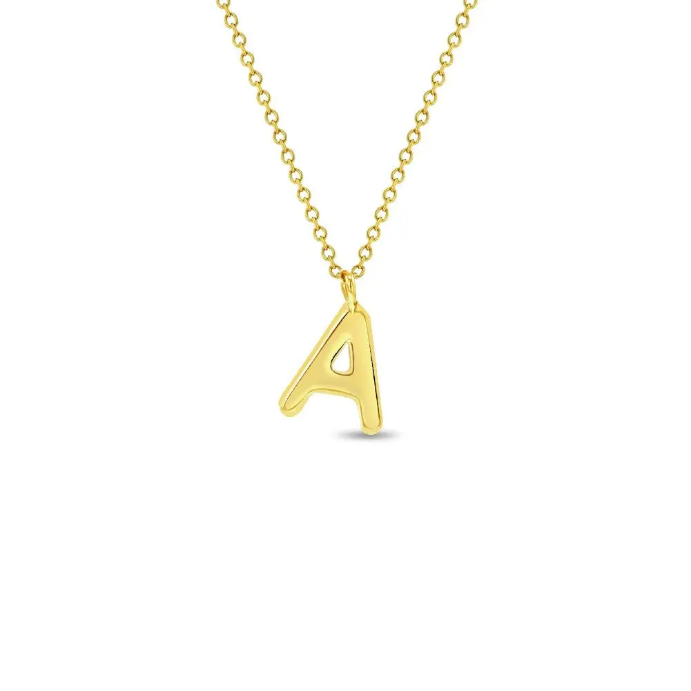 14k Gold Tilted Initial Letter Kids / Girls Pendant