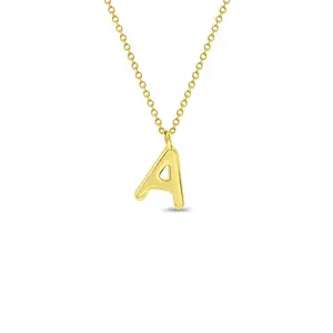 14k Gold Tilted Initial Letter Kids / Teen Necklace