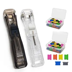 【2026 Gift】2PCS Portable Binder stapler with 100 pcs Small Binder Clips – No-Hole, Reusable Paper Organizer for Office, School & Home, Non-Destructive File Fastener
