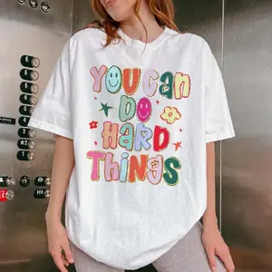 Graphic tee You Can Do Hard Things Teacher Shirt, School Counselor Shirt, Special Education Teacher Shirt, SPED Teacher Shirt Gift SpringStatements Eat Sleep Goon Repeat T-Shirt Cotton Say Swear 67 funny men Rifle Casual Short Sleeve Vintage In Utero