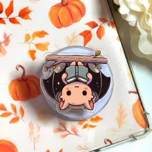 Cute Reading Bat MagSafe Phone Grip, Magnetic Phone Holder Stand, Kawaii Book Lover Phone Grip, Kindle Spooky Reader Accessory Gift for Her