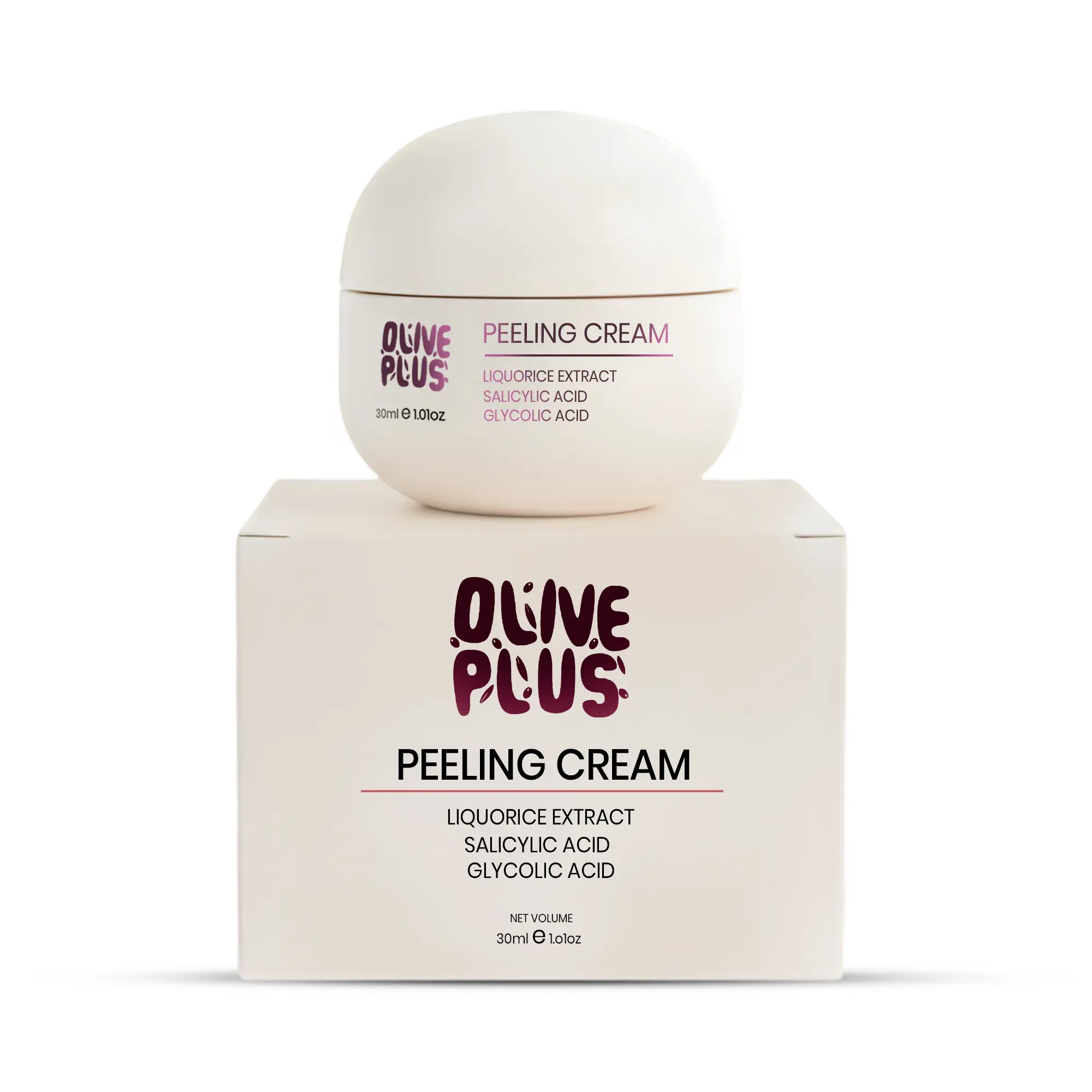 OLIVE PLUS Peeling Cream – Gentle Exfoliating Treatment with Liquorice Extract, Glycolic Acid & Salicylic Acid | Smooth & Even-Looking Skin | COSMOS Organic | 50ml