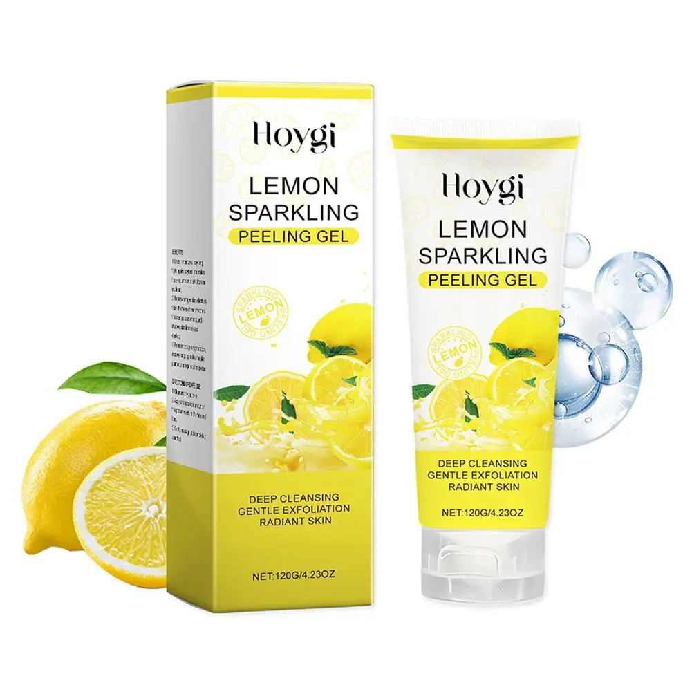 Hoygi Lemon Sparkling Peeling Gel 120g Gentle Exfoliation Dual Cleansing Oil Control for Face & Body Refreshing Lemon Scent