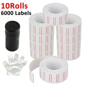 SJPACK Price Labels 10 Rolls 6000pcs White Price Paper Tag Sticker Gun Labeller Refill for MX 5500