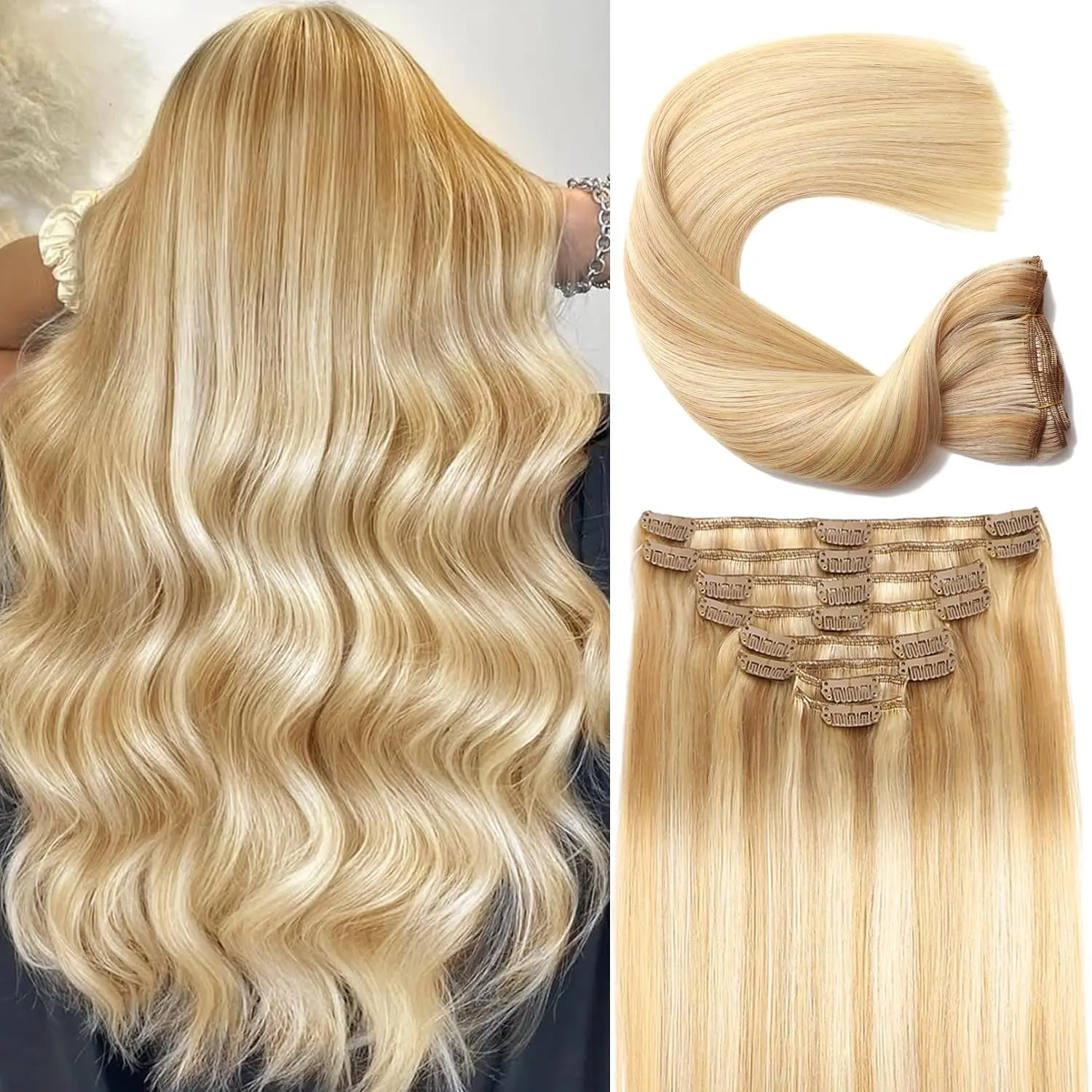 Clip in Hair Extensions Real Human Hair, 20inch 110g/3.8oz, Invisible Remy Human Amazon.com : Clip in Hair Extensions Real Human Hair, 20  main image 4