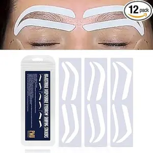 12Pairs Airbrush Eyebrow Shaping Stickers Adhesive Stencils Shape Tape Disposable Microblading Stamp Airbrush Brow Mapping Guide Semipermanent Auxiliary Air Brush Templates
