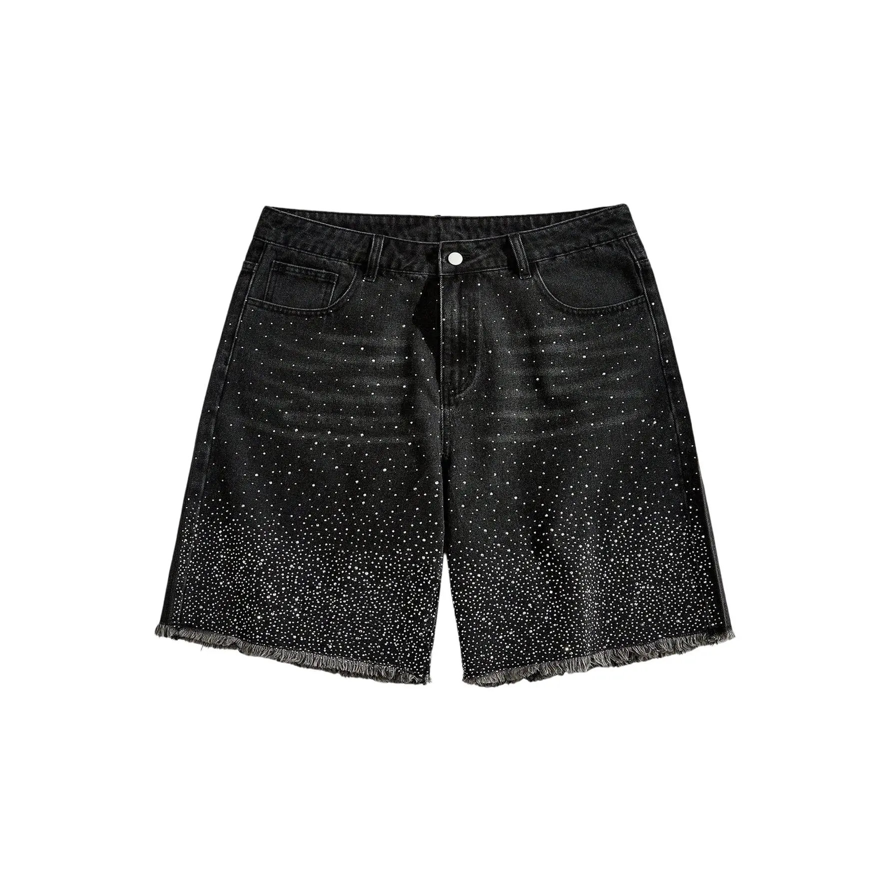 Women Rhinestone Jean Shorts Straight Leg Jorts Denim with Pockets 2026