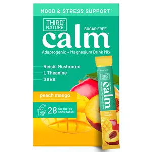 Third Nature Calming On-The-Go Drink Mix - Supports Anxiety, Stress, Sleep, Mental Clarity, Cortisol Balance, Relaxation, Nervous System Support, with Magnesium Glycinate, GABA, L-Theanine & Reishi Mushroom