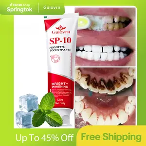 Guiovrn SP-10 Probiotic Toothpaste - Brightens Teeth, Removes Stains, Minty Freshness, 10 Oral Care Advantages, 100g, No Harmful Additives - Cleansing Whitening