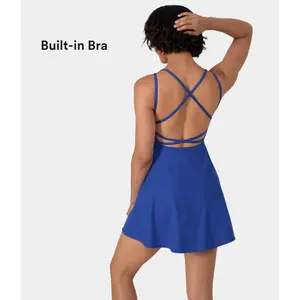 Halara Crisscross Backless Flare Mini Slip Dance Active Dress