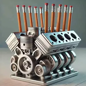 New Pen Holder with V8 Engine Design, Decorative Desk Accessory, Unique Office Supplies, Stylish Writing Instrument Organizer