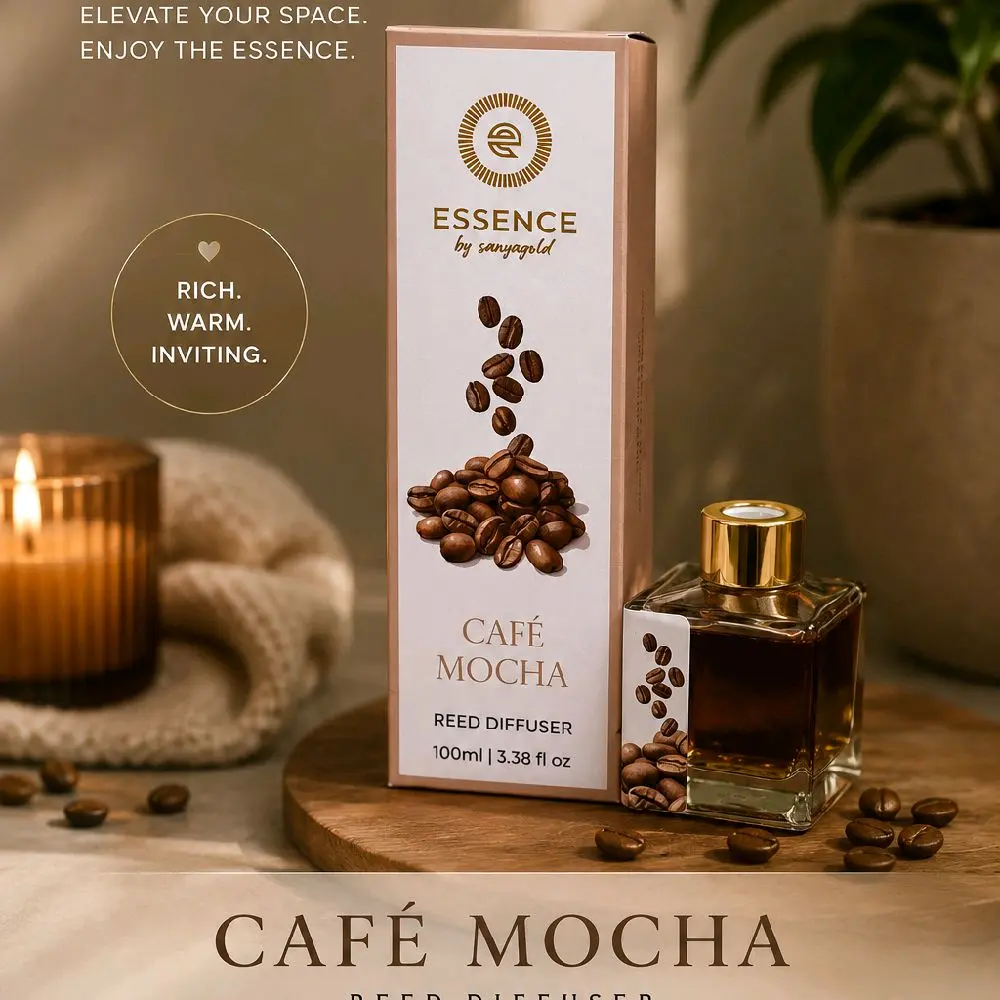 Cafe Mocha Reed Diffuser | Luxury Home Fragrance, Fresh Coffee Scent | Aromatherapy Glass Bottle