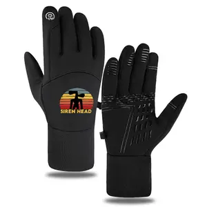 Siren Head Silhouette Graphic Winter Touchscreen Gloves for Outdoor Sports and Daily Use Men and Women Thermal Warm Gloves Perfect Christmas New Year Halloween Gift for Adventure Enthusiasts and Unique