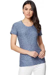 32 Degrees Women's Lightweight Cool Fitted T-Shirt for Lounging, Gym, Yoga - Xenon Blue Space Dye - XX-Large