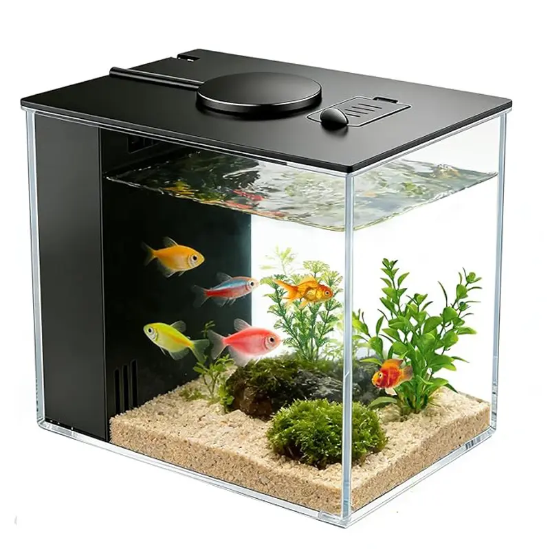 3.7L Small Aquarium Kit with Water Filter Pump, LED Light for Fish & Aquatic Pet Supplies