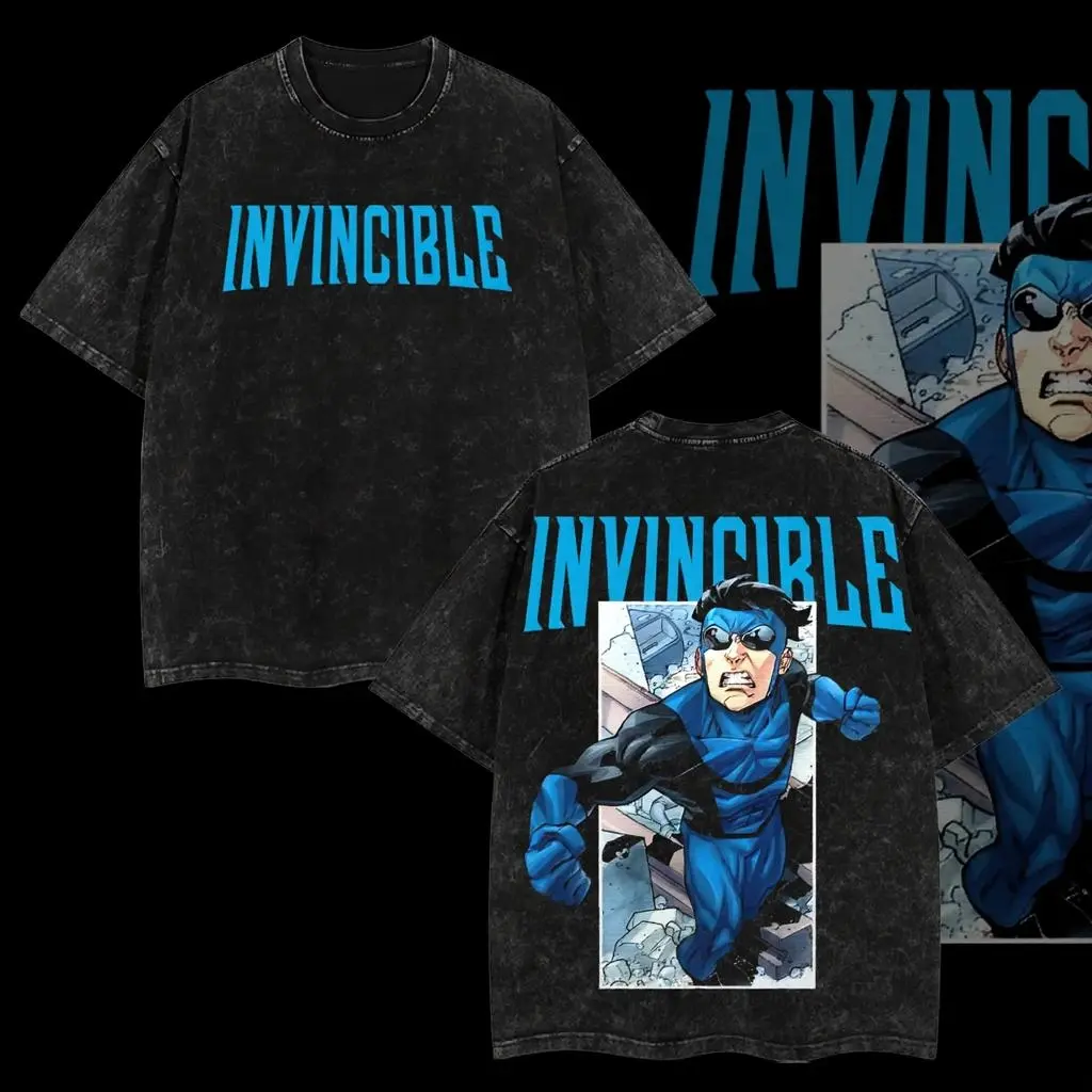 BoldThreads Mark Grayson Invincible War Comic Edition Double Printed Oversized Acid Washed Tee Graphic T Shirt 100 Cotton 250gsm Heavyweight Y2K Streetwear Aesthetic Viltrumite TV Series Superhero Merch Vintage Apparel Menswear Best Gift Fan