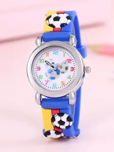 Cute Soccer Pattern Round Dial Quartz Watch, Fashionable Silicone Strap Watch for Kids, Stylish Watch, Trendy All-match & Exquisite Watch for Birthday Gift, Wristwatch Children