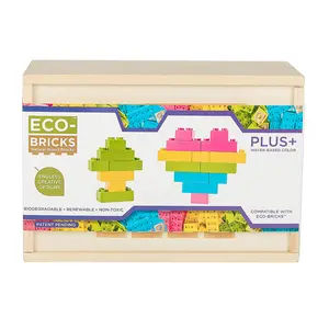 Eco-Bricks Plus+ Color Wood Bricks 25 Piece Set - Toddler-Safe & LEGO® Duplo® Compatible