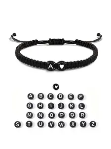 Alphabet Heart Charm Braided Bracelet, Fashionable Jewelry for Women & Men, Trendy All-match & Exquisite Jewelry for Birthday Gift