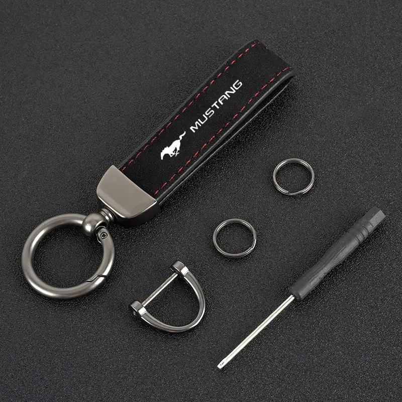 Suede Leather Car Keychain Keyring Key Holder Pendant for Ford Mustang Mondeo Focus Fiesta Escape Kuga Ecospor Car Accessories