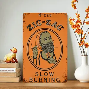 8X 12 Inches Aluminum Vintage Zig-Zag Slow Burning Art Deco Decorative Sign - English Text Wall Hanging Plaque For Home, Bar, Farmhouse, Office, Cafe Living Room Decor