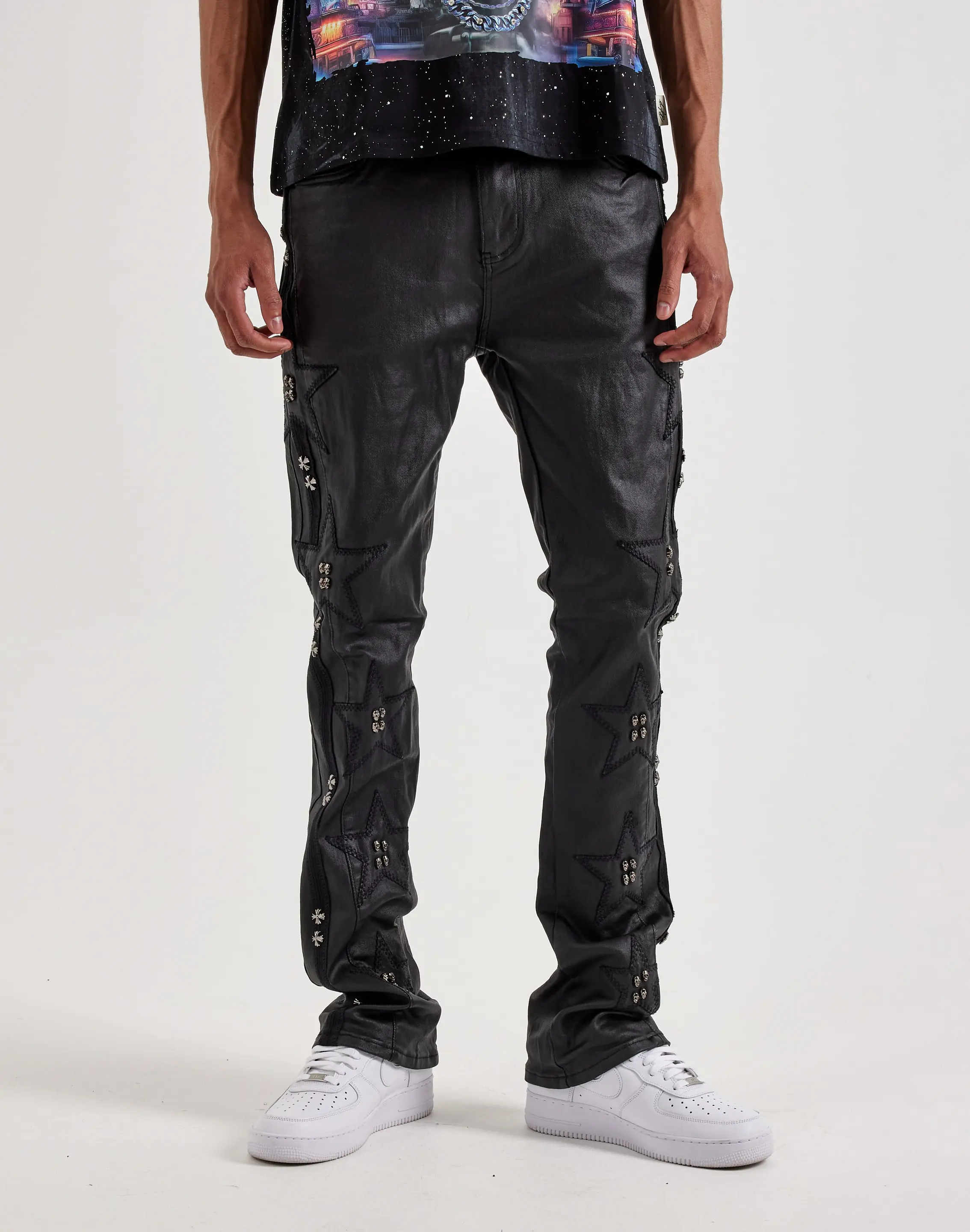 Mens WAIMEA Flare Star Waxed Slim Denim Jeans