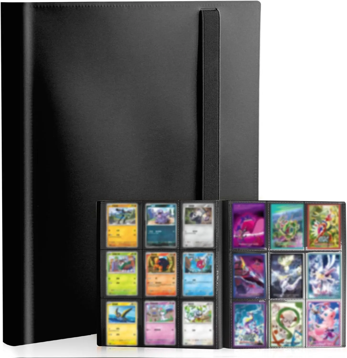 9-Pocket Trading Card Binder, 540-Pocket Collectible Album, Side-Loading Desk Organizer for Standard MTG, Baseball, TCG (Black)