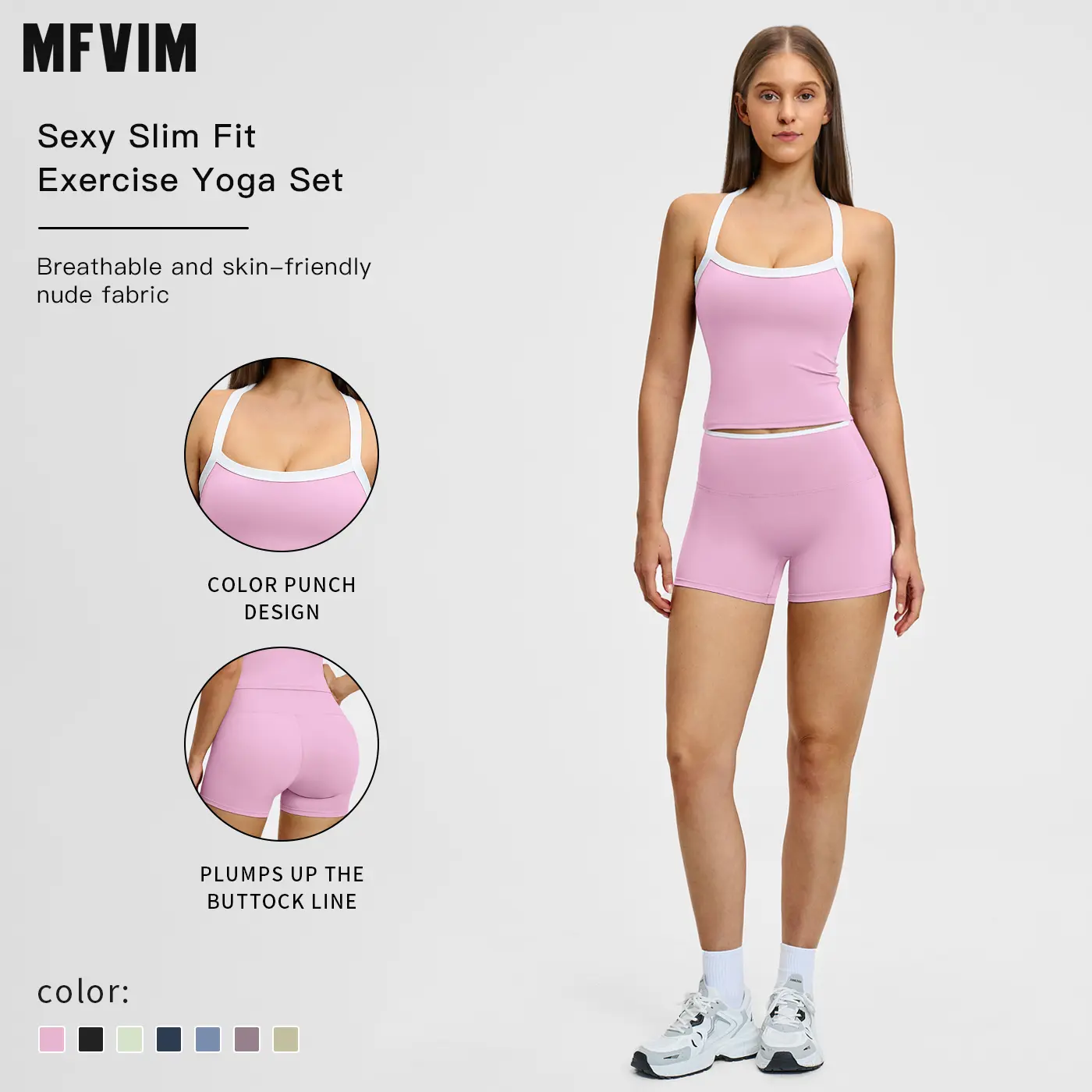 MFVIM Women's Sportswear Tank Top & High Waisted Hip Lifting Shorts Gym Yoga Exercise Clothing Two-Piece Workout Outfit Quick-Drying Mesh Activewear Fitness Suit SpringStatements,travel essentials,camping essentials