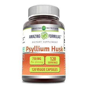 Amazing Formulas Psyllium Husk 750 Mg Supplement | 120 Veggie Capsules | Non-GMO | Gluten-Free | Made in USA