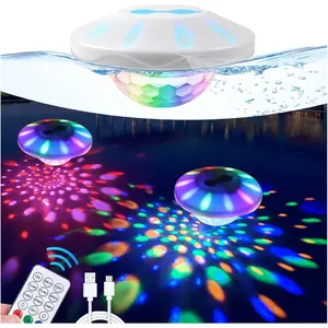 Rechargeable Floating Pool Lights: Remote Control Pool Lights That Float with 6 Dynamic Lighting IP68 Waterproof RGB Upper and Lower Floating Lights for Hot Tub Pool Garden Party 1 Pack