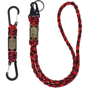 2 Pcs Heavy Duty Paracord Lanyard Keychain Braided Parachute Rope Necklace Keychains with Cool USA Flag Strong Lanyard for Outdoor Activities Camera Keys Whistle Traveling