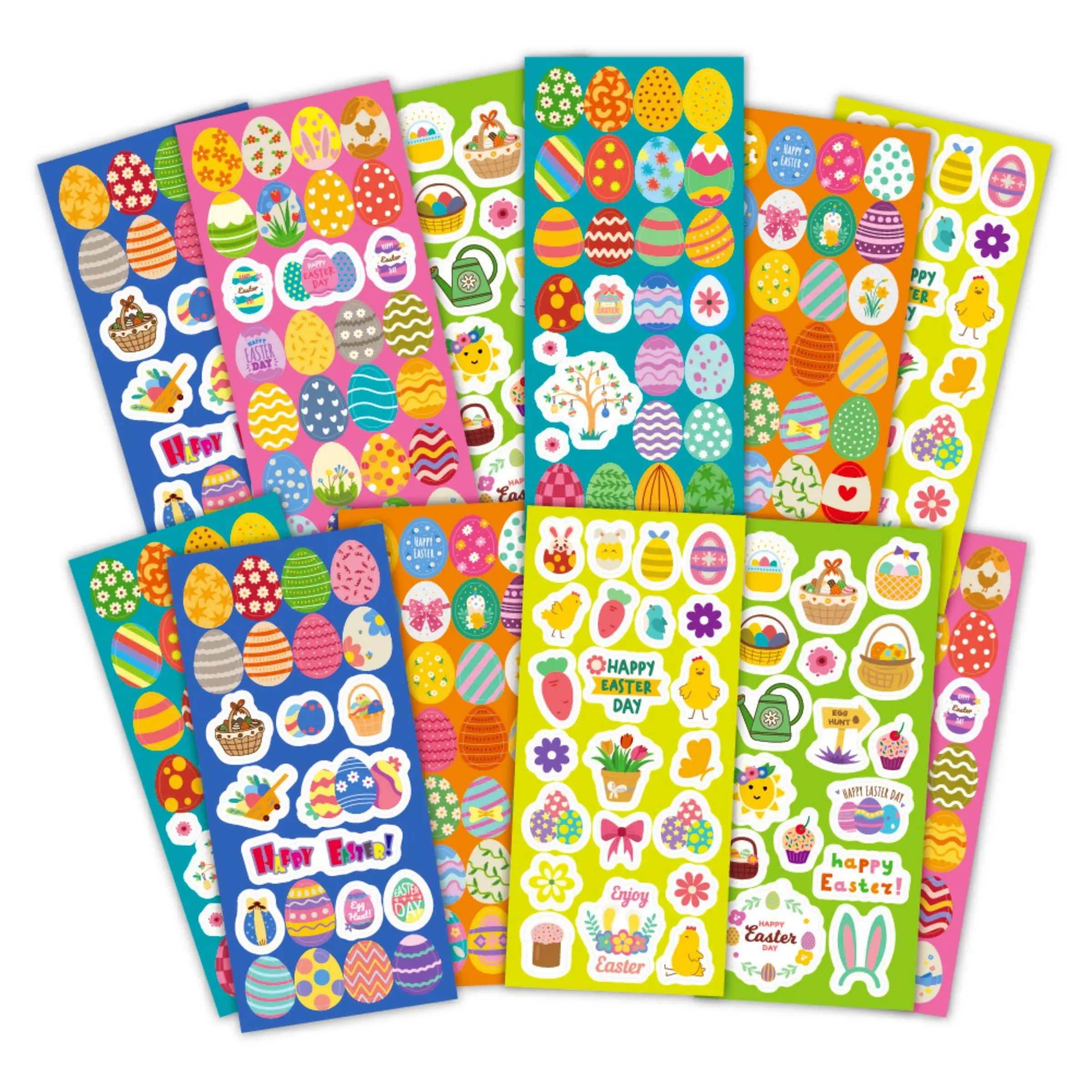 12PCS  Colorful Egg Stickers, Cute Cartoon Rabbit DIY Party Decorations, Easter Journal Stickers for Kids, Handmade Craft Supplies