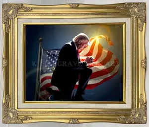 Donald Trump Praying Art Print: MAGA USA Flag Giclee