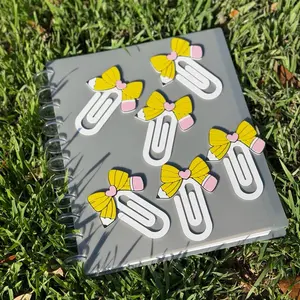 Pencil Bow Jumbo Paper Clips | Cute Planner Clips | Teacher Desk Accessories | 3D Printed Bookmark Clips