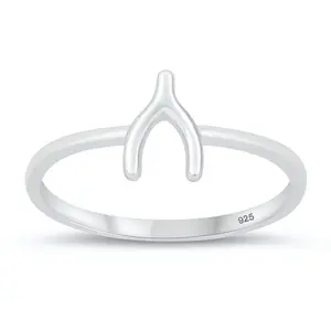Polished Wishbone Ring - 925 Sterling Silver