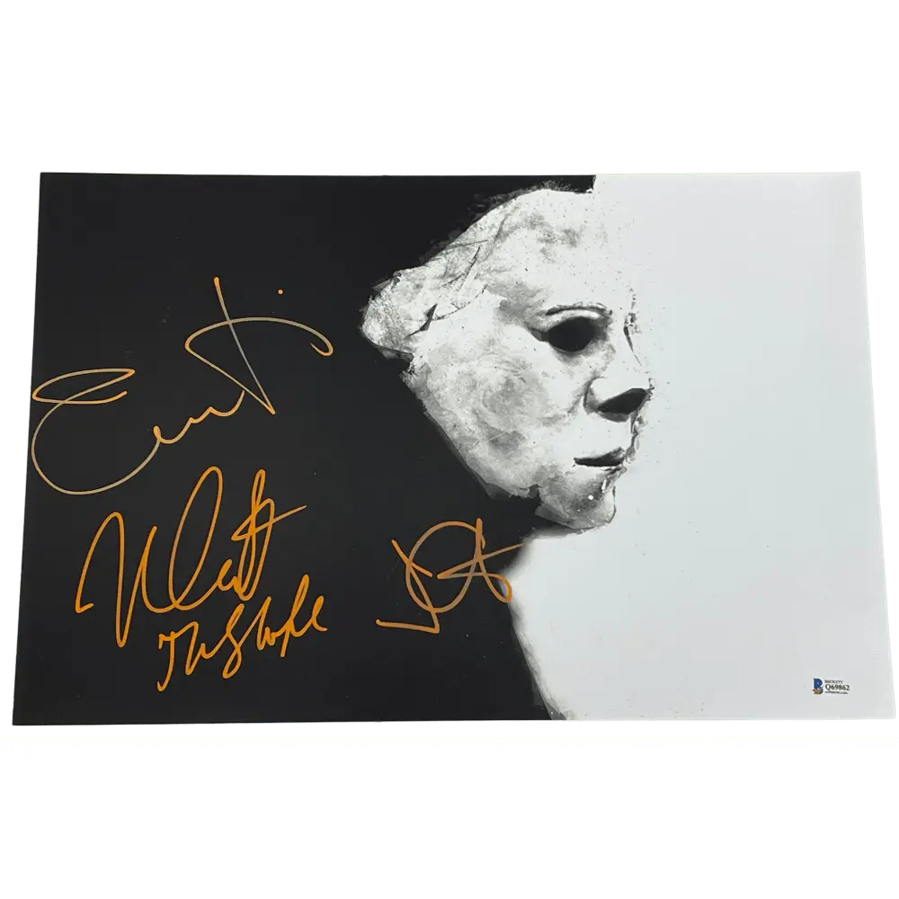 Jamie Lee Curtis, Nick Castle & John Carpenter Authentic Autographed 12x18 Photo Poster