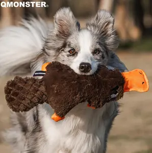 【CLEARANCE】QMONSTER Simulated Platypus Interactive Plush Dog Toy, Simulated Duck Quacking Sound, Realistic Animal Fur & Bite Resistant Mouth, Human-Pet Tug-of-War, Self-Entertainment to Relieve Boredom, Resisting Separation Anxiety