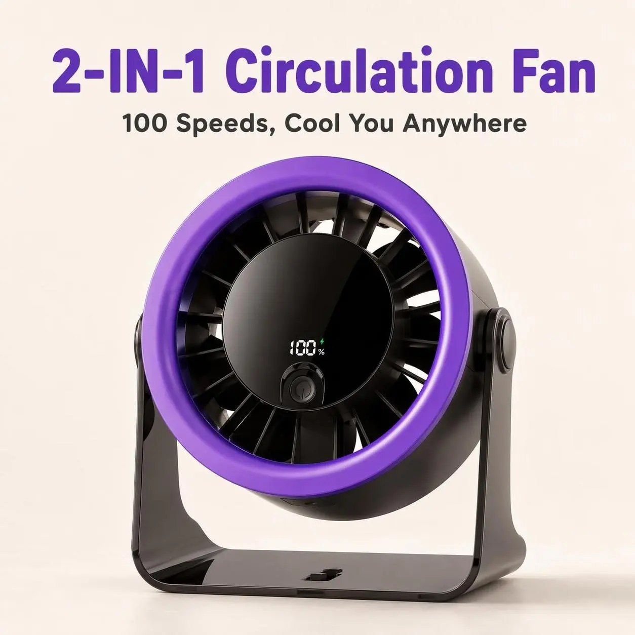digital display low noise USB Wall-Mounted Small Fan led - Silent Rechargeable, Long Battery Life, Multi-Use for Kitchen & Dormitory, Compact Desktop Electric Fan