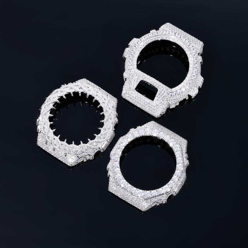 【CMW05】UCCIYO Compatible - GA2100 Universal Bezel 18K Gold-Plated Lab-Grown Moissanite Ice Out Copper Moissanite Watch Case Crystal-Set Watch Case Unisex Hip-Hop Style Jewelry Gift