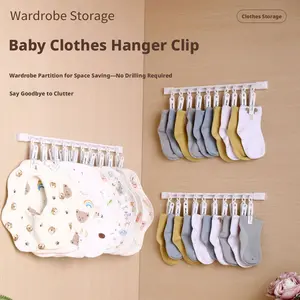 Wardrobe storage hanging rod hat clip no-drill wall-mounted bib hook sock clip plastic clip no-drill