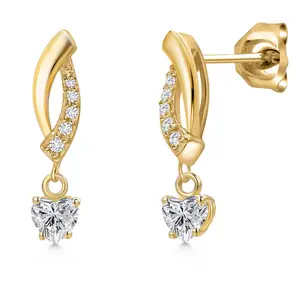 Gem Stone King 10K Yellow Gold 4MM Heart Shape Gemstone Birthstone and Lab Grown Diamond Infinity Dangle Earrings for Women