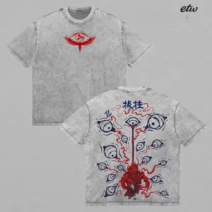 Sharingan Eyes T-Shirt – Vintage Washed Naruto Inspired Anime Tee, Uchiha Clan Eye Graphic Shirt, Dark Anime Ninja Design, Japanese Manga Streetwear, Oversized Soft Cotton Casual Unisex Top, Gift for Anime Fans