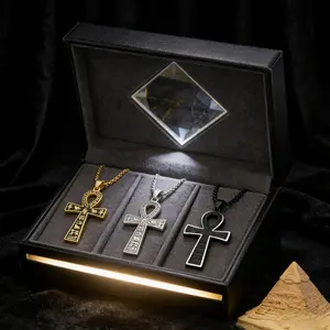 Titanium Steel Ancient Egyptian Ankh Cross Pendant - Men’s Retro Hip-Hop Jewelry Necklace