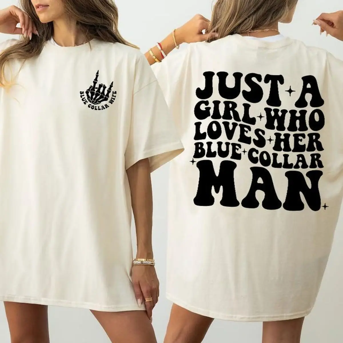 Just A Girl Who Loves Her Blue Collar Man Tshirt Sweatshirt Hoodie, Somebody's Spoiled Blue Collar Girlfriend Shirt, Unisex Sweater Pullover Tee