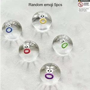 5pcs Random Emoji Squishy Toys - Transparent Stress Relief Cuties, Handmade DIY Cartoon Dough with Super Soft Creamy Texture, Cute Kneadable Sensory Fidget Toys